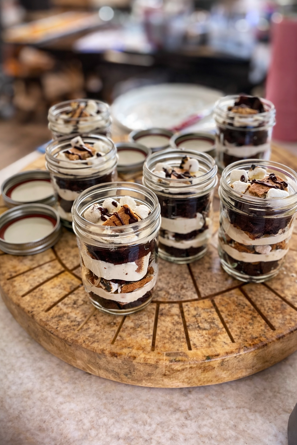 S'mores brownie parfait jars